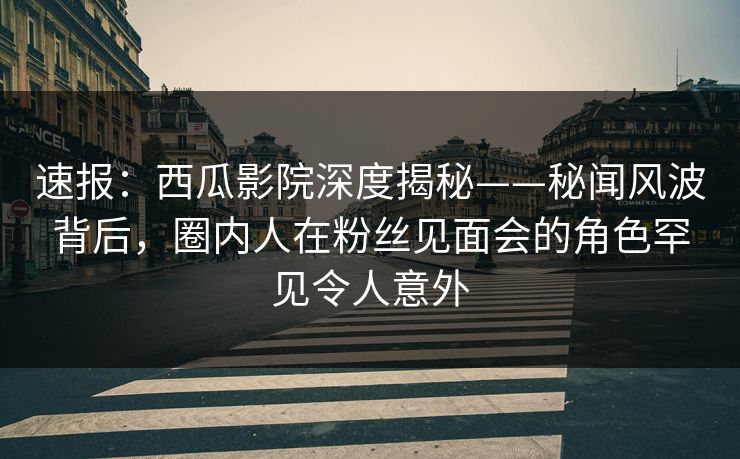 速报：西瓜影院深度揭秘——秘闻风波背后，圈内人在粉丝见面会的角色罕见令人意外