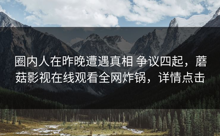 圈内人在昨晚遭遇真相 争议四起，蘑菇影视在线观看全网炸锅，详情点击